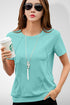 Women Sky Blue Round Neck Half Sleeves T-Shirt